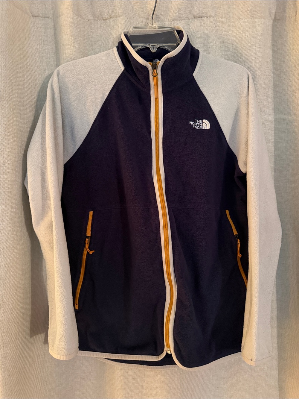 The North Face Navy, White and Gold Full-Zip Fleece Jacket medium